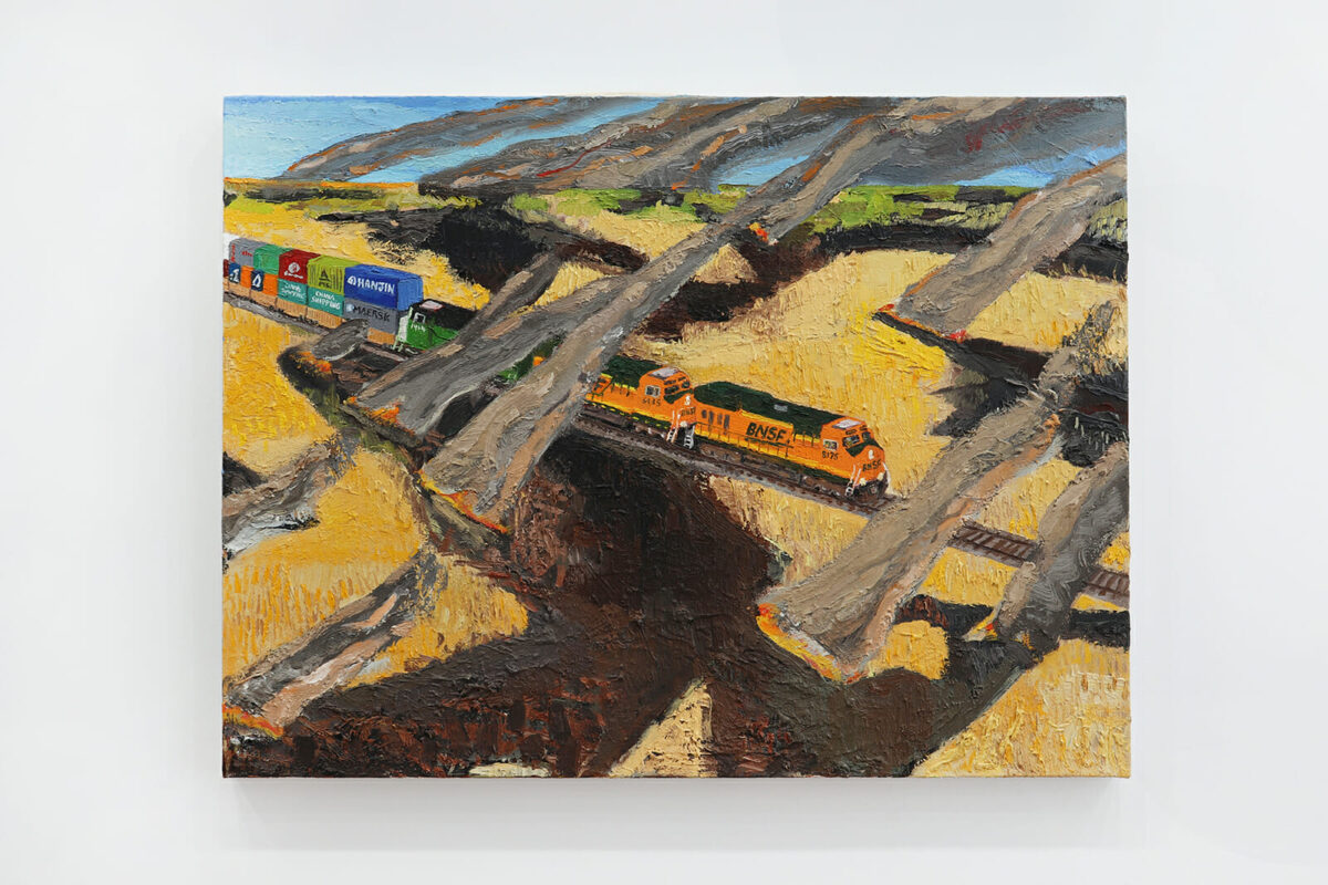 PATRICK DUNFORD | Train in Bushfire | 2021 | 30.5 x 40 in. | oil on canvas