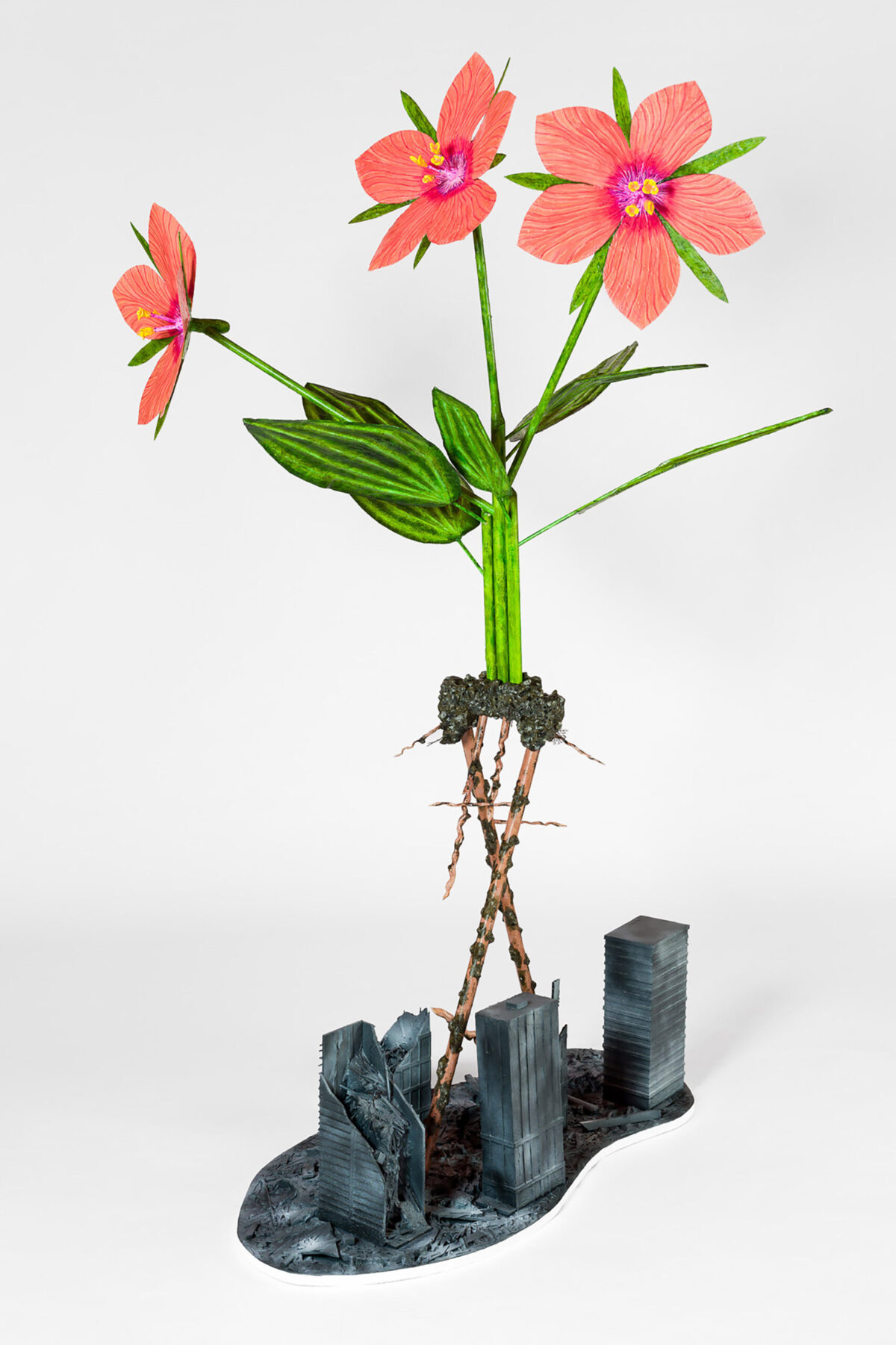 Jude Griebel | Next World Emissaries: Scarlet Pimpernel | 2021 | 110 x 65 x 51 in. | wood, paper-mache, acrylic | $19,850.